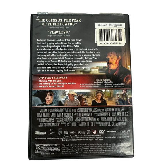 No Country For Old Men DVD 2007 R Tommy Lee Jones Javier Bardem Widescreen - Picture 2 of 7